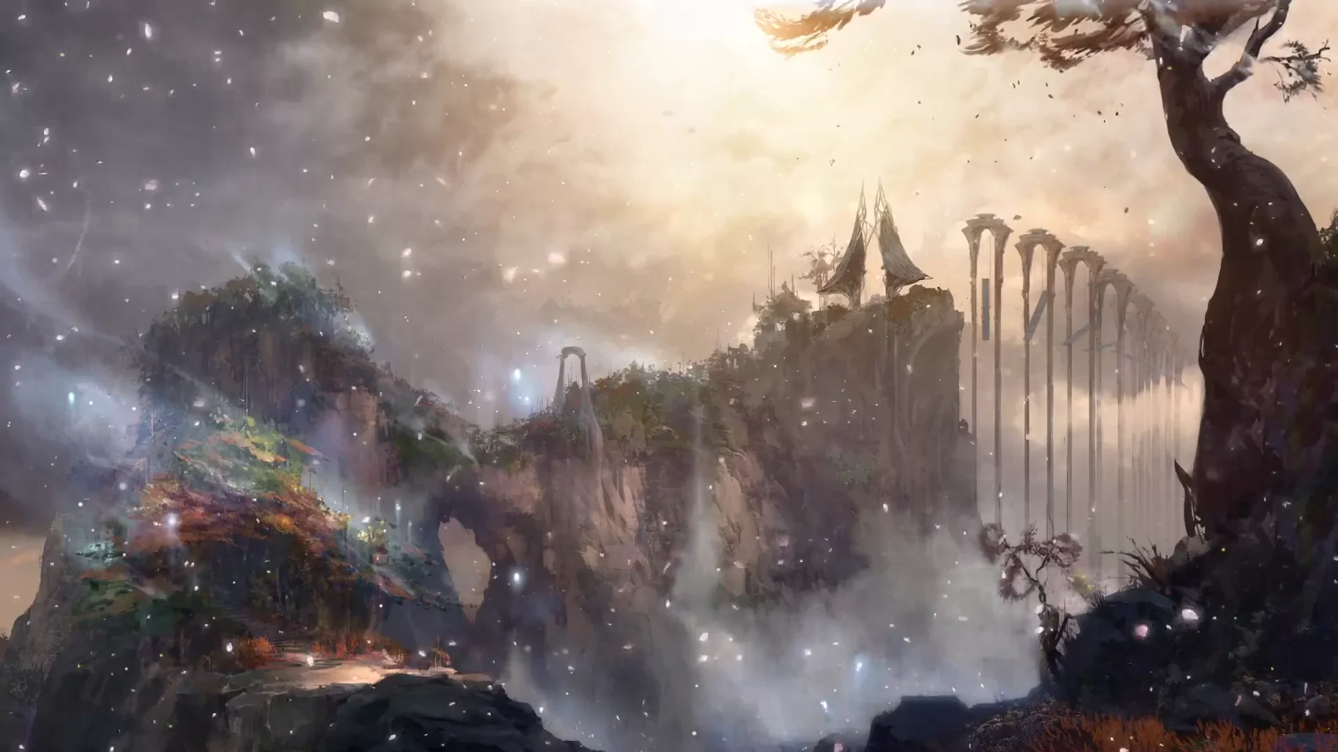 The mountains and suspended sanctuaries of Ionia, in the mists of Runeterra
